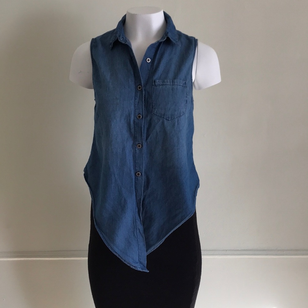 Denim Sleeveless Button Down